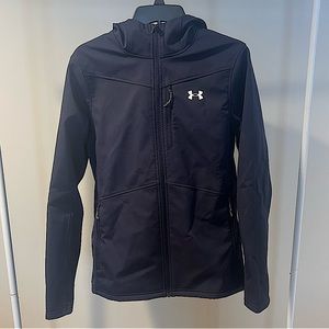 Under Armour Men’s Size S ColdGear Infrared Shield Hooded Full-Zip Jacket; Navy
